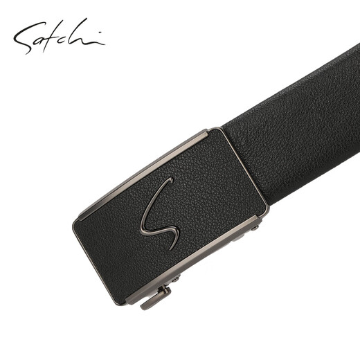 Shachi Shachi men's genuine leather belt new automatic buckle belt light luxury head layer cowhide high-end inner wear belt trendy lychee pattern inner wear/high-end gift box attention priority 115cm