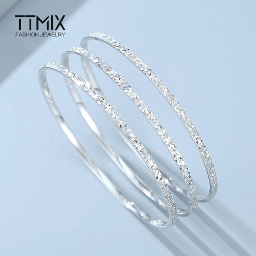 TTMIX platinum bracelet for women broken ice ice closed mouth perfect round pt950 platinum bracelet platinum bracelet gift for girlfriend 56mm weight 6.42g width 2.4mm