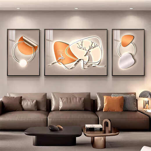 
Aohan Light Luxury Living Room Decoration Painting Abstract Triptych Modern Simple Sofa Background Wall Hanging Painting Wall Atmospheric Wall Wall Painting JD14079 Left and left 40*60 80*60 Crystal porcelain diamond-inlaid aluminum alloy black frame