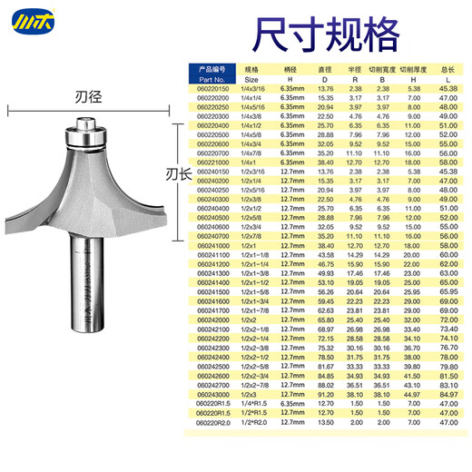 XMSJ刃刀凸半圆弧刀圆角刀45度倒角刀木工刀具铣刀06022 12178