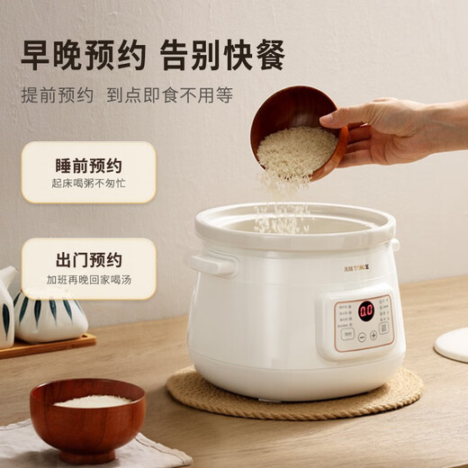 TONZE electric stew pot, electric stew pot, soup pot, stew pot, electric casserole, baby porridge pot, stew pot, three-stage heat preservation, white porcelain model-3 liters DGD30-30EWD(A) 3L