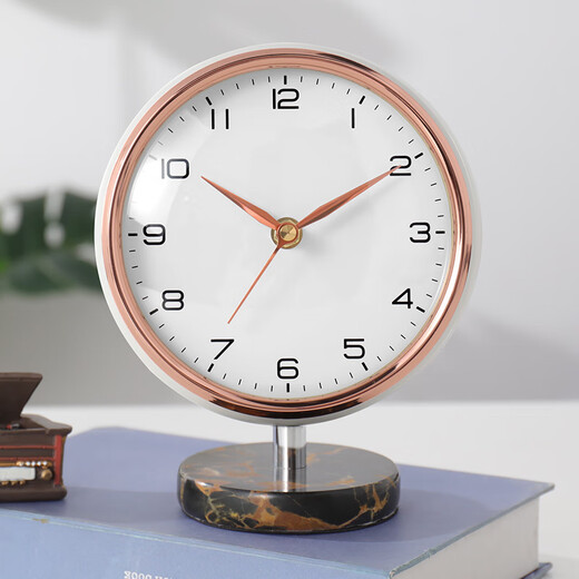 Hanshi (Hense) creative table clock modern simple table clock desktop clock living room home desktop quartz clock HD8092 electroplated gold
