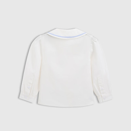 Gapu same style for both big and small children girls spring pure cotton logo doll collar lantern sleeve shirt children's wear 676011 milk white 120 cm (6-7 years old) Asian size