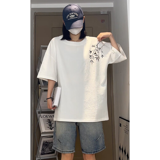 POUM NEU NEUES CHINA KOMPLEISCHEN T-SHIRT FÜR MENSER SOMMER TREND CHINA CHINESS STYLE LOUSS CASHTOTWOLLE HALTELEEVED JUNGE HN-T3524 APRIKOT COLOR L (Empfohlen 110-130jin [Jin entspricht 0,5 kg]))