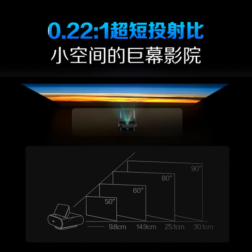 AOC ultra-short throw Android smart projector C1 home theater wall-mounted projector supports wireless screen projection 1080P high-definition voice control 5W dual speakers portable projector