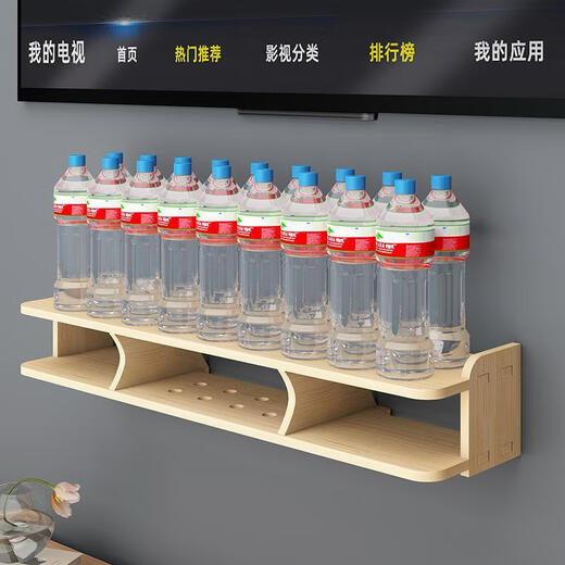 Epson storage rack solid wood punch-free router wireless wifi living room TV set-top box wall-mounted partition rack (pure solid wood) double-layer deepened large 80cm with accessories