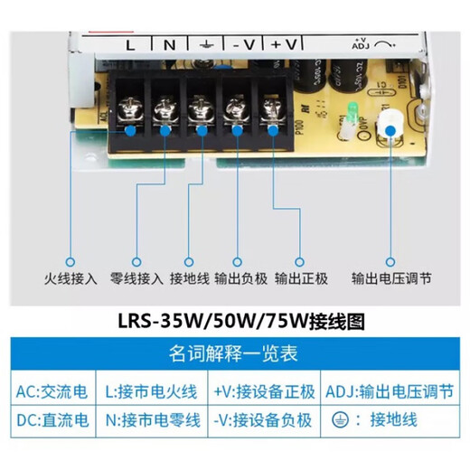 220-Burn 24V / 12V DC 5V Alimentation de commutation de commutation 50/100/350-DC Transformateur NES Monitoring S LRS3524 15A