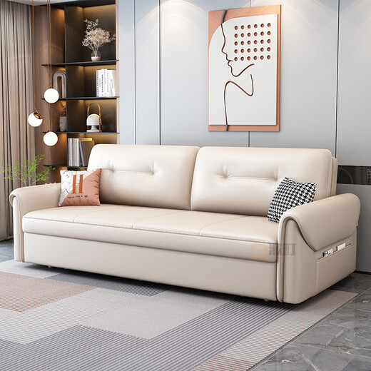 
Paicho simple technology cloth sofa bed folding dual-purpose small study room storage retractable single person pulling furniture outer diameter 2.22 meters storage model Coconut brown + latex version-tech cloth