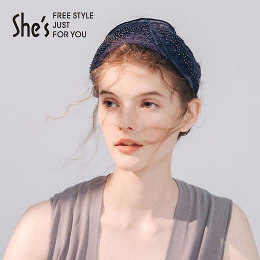 She s Qianzi foggy night light handmade beaded mesh wide hair hoop fashionable headband birthday gift for girlfriend