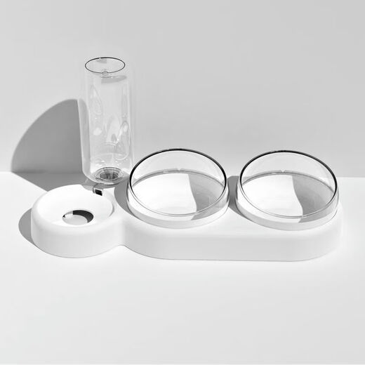 Huamei Chinchilla Bowl Double Bowl Dog Bowl Protects Cervical Vertebra Automatic Drinking Bowl Anti-Tip Cat Food Dog Rice Bowl Dog and Cat Supplies Dry and Wet Separation 2 Bowls 1 Water - Azure Blue Only 7 Left 2 Bowls 1 Water *Food Grade Material_Automatic Drinking Water