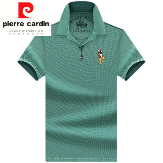 Pier Cardin pure cotton short-sleeved T-shirt for men's summer cotton breathable sweat lapel half-sleeved POLO shirt daddy's cool top t short 999 red L 17084A Recommended 120-130Jin [Jin equals 0.5 kg]