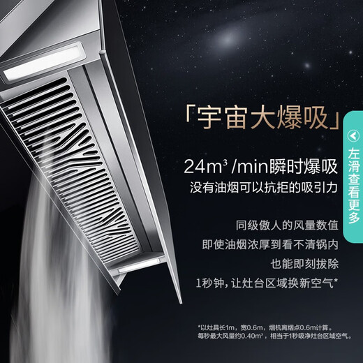 华帝（VATTI）【趋势好物|顶侧双吸】i11142抽油烟机燃气灶具套装家用大吸力挥手变频烟感巡航一键自动洗 单油烟机|24立方挥手变频自清洁i11142