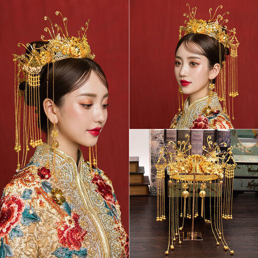 Xiuhe tiara bride wedding simple Chinese style phoenix crown hair Xiuhe suit Hanfu female atmosphere suit T50 suit