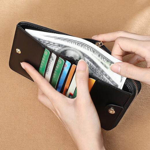 viney first layer cowhide short women's wallet student folding coin purse large capacity wallet wallet female light luxury document bag