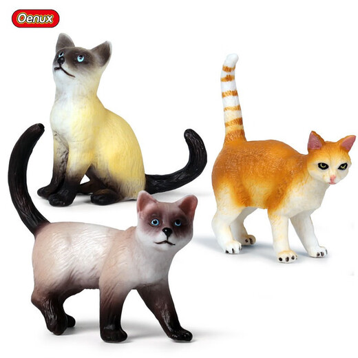 
Oenux simulated cat model toy ornaments for children's solid animal set yellow cat bobtail cat black and white big cat gift M-290+719+718 (3 cat sets)