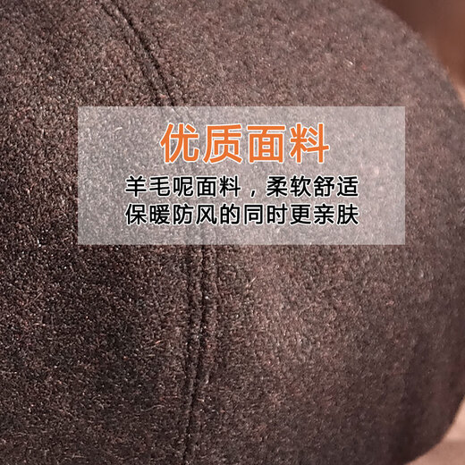 King of Hats Classic Octagonal Hat for Men Middle-aged and Elderly Old Hat Autumn and Winter Woolen Beret Painter Hat Dad and Grandpa Hat Brown Medium Size (57-58)cm