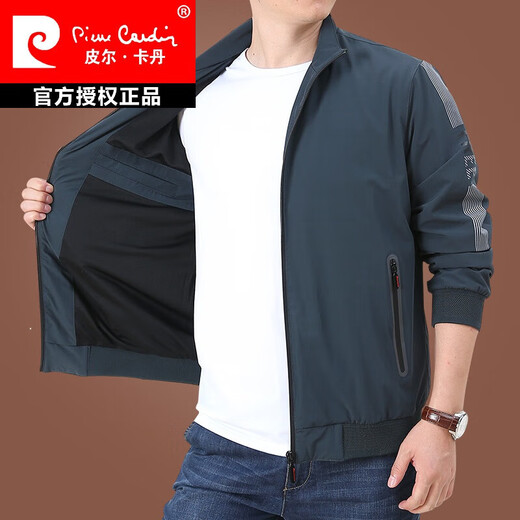 Pierre Cardin High-End Men's Clothing Chaqueta para hombres Spring y Autumn Loose Chaqueta casual New Style Stand Collar Jóvenes Autumn de mediana edad 9892 [Militar Green and Black] M 170 Especificaciones (120Jin [Jin equivale a unos 0.5 kg])