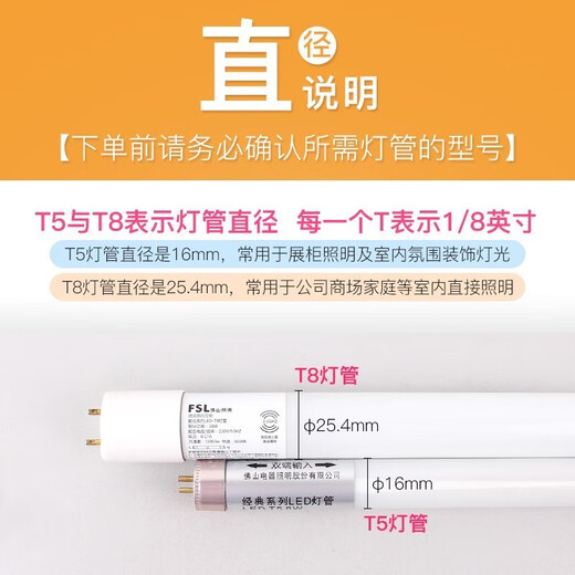 Foshan Lighting (FSL) LED tube energy-saving lamp T8 double-ended length 1.2 meters 40W white light 5 pieces