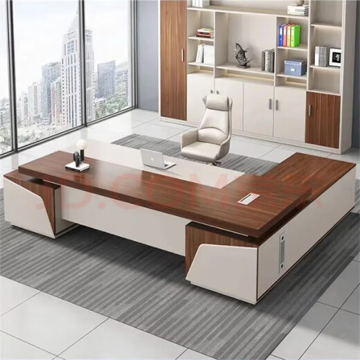 Boss desk office desk and chair combination, fashionable CEO desk, executive desk, atmospheric supervisor desk, boss desk, office furniture, 1.8m thickened table top + side cabinet (door installation)