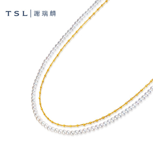 谢瑞麟（TSL）珍珠项链女款925银双层链套链生日BE687 长度约45cm
