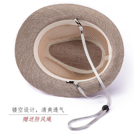 Middle-aged and elderly hat men summer top hat sun hat cool hat casual outdoor mesh summer dad breathable straw hat grey 56 cm