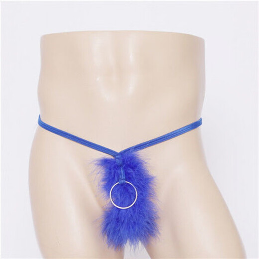 Men's sexy underwear European and American men's thong sexy temptation fluffy hoop transparent lace underwear low personality rose red