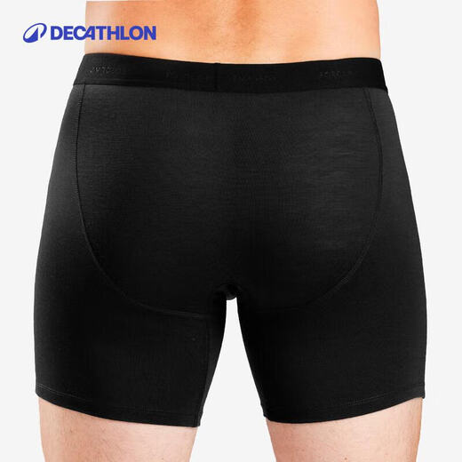 迪卡侬（DECATHLON）美利奴羊毛内裤男士平角短裤保暖透气除臭跑步运动内裤ODS 黑色 L