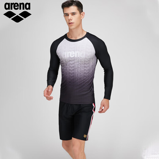 Arena arena traje de baño para hombres diseño de manga larga protección solar surf de altura alta y cómoda traje de baño top 5010 negro l