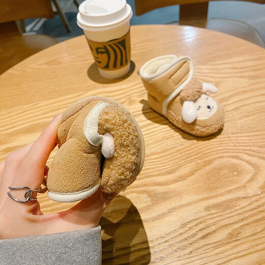 Tutu Dawen Newborn Baby Shoes 0-1 Years Old Toddler Shoes Autumn and Winter 6-12 Months Male and Female Baby Cotton Shoes and Socks Soft-soled Foot Covers Blue Velvet 1 Pair One-size-fits-all Inner Length 13cm (Suitable for 0-12 Months)