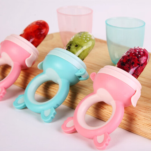 Hisamori Yoshida baby food fruit and vegetable bite bag baby eating fruit food supplement artifact bite bite fun molar silicone chewing gum to play upgraded mint green with S/M/L size bite bag
