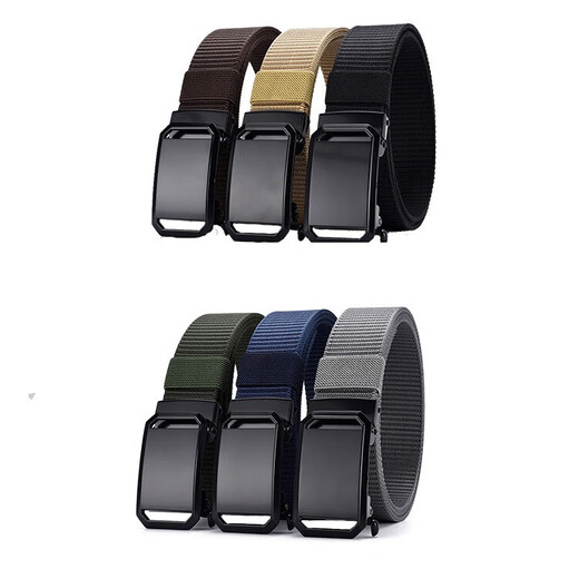 CALWAN KLSEN belt men's tactical functional belt work wear trendy casual automatic buckle simple versatile young man military training pants youth black face buckle black belt body