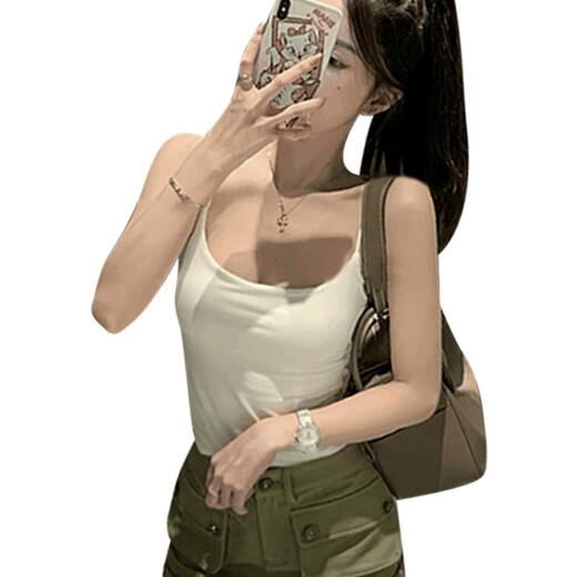 Aimu Autumn and Summer Camisole with Breast Pads All-in-One Bra Wear Outer and U-shaped Back and Inner Underwear Black M 90-105Jin Jin is equal to 0.5kg