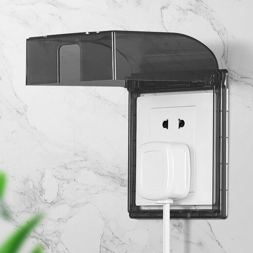 国际电工 VS386型卫生间浴室开关防水盒粘贴式插座防水罩家用厨房面板保护罩 86款粘贴【黑色】