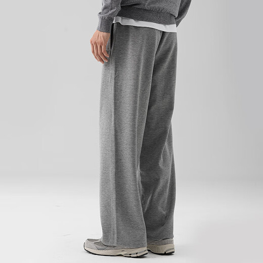 Markless Casual Hosen für Herster Herbst und Winter vielseitig hängen locker, komfortable breite Beine gerade Hose 4873 Grau L