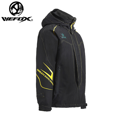WEFOX Weihu Luya Fishing Suit Outdoor Sea Fishing Jacket Set Rainproof and Windproof Rock Fishing Suit WCX-4008/Black Gold-Ready Stock L
