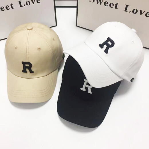 Levison Hat Men's Baseball Cap Spring and Summer Sun Hat Korean Style Fashion Street Brand Women's Sun Hat R Letter Peaked Hat R White Adjustable