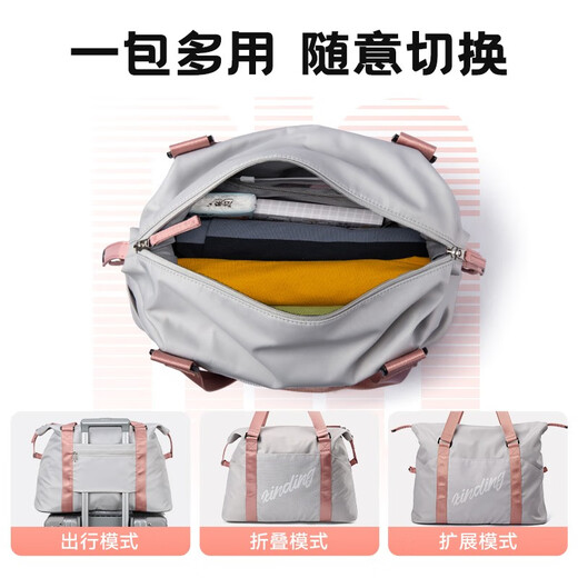 MOONMIX travel bag women's short-distance travel large capacity luggage bag dry and wet separation sports fitness bag portable swimming bag gray standard size