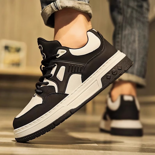 Fan Xiaoru Panda Schuhe Herrenschuhe, die dicke alleinige Sportarten und lässige Schuhe bequeme trendige Schuhe vielseitig 2025 Heiße Studentenschuhe schwarz 42