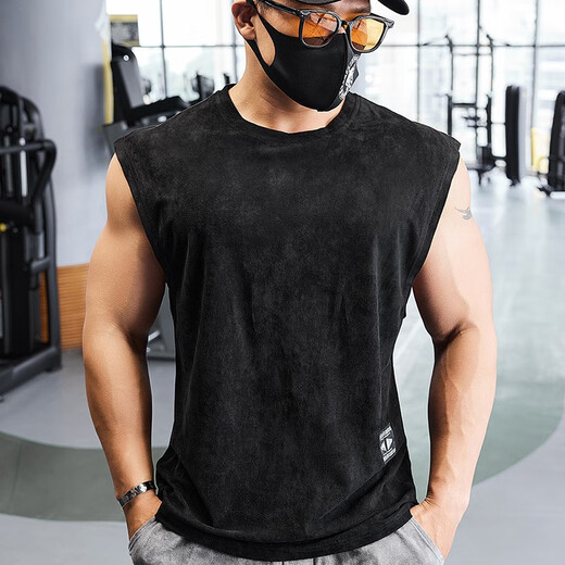 Lutielang sleeveless sports T-shirt fitness vest muscle training men's loose running vest quick-drying elastic breathable moonlight gray XL