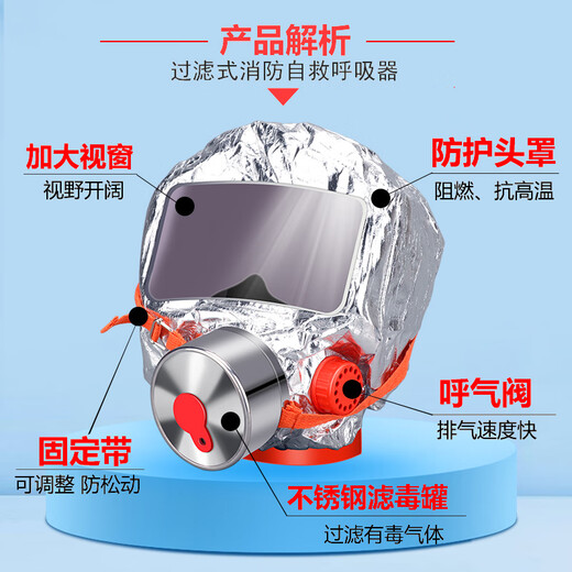 Huan'an fire mask, anti-virus, anti-smoke, fire-proof mask, fire escape, hotel household filtering self-rescue respirator, 3C certificate, fire-fighting mask, anti-smoke, anti-virus, Hengzhongan brand