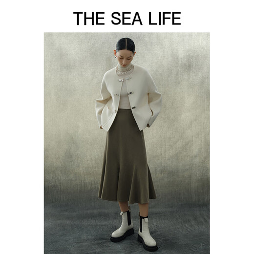 
THE SEA LIFE skirt for women Ou Hai Yisheng A-line skirt high waist fish tail skirt autumn and winter new style 13116 brown L