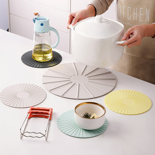 Insulation mat household large silicone pot mat anti-scalding table mat high temperature resistant plate mat bowl mat Nordic large size - 3 colors 1 each
