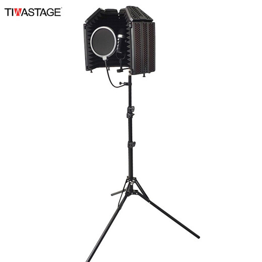 TIWASTAGE Dihua FD5 microphone recording stand floor-standing large 5-door windscreen sound-absorbing cover anti-noise room mixing portable recording studio microphone soundproof cover large surround 5-door soundproof cover + folding bracket (1.8 meters high)