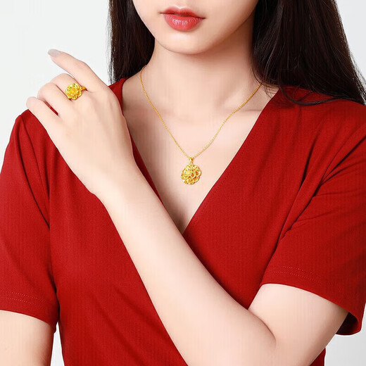 Mengjinyuan gold ring, peony flower, hard gold ring, large ring, closed ring, birthday gift for women