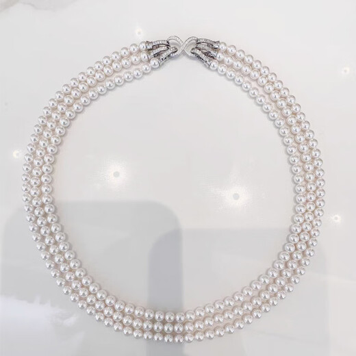 Fat Donglai's same 18K gold pearl necklace buckle head 18K gold-filled 8-character single and double three-row buckle, handmade diy multi-purpose, white gold-single row (8-character buckle)