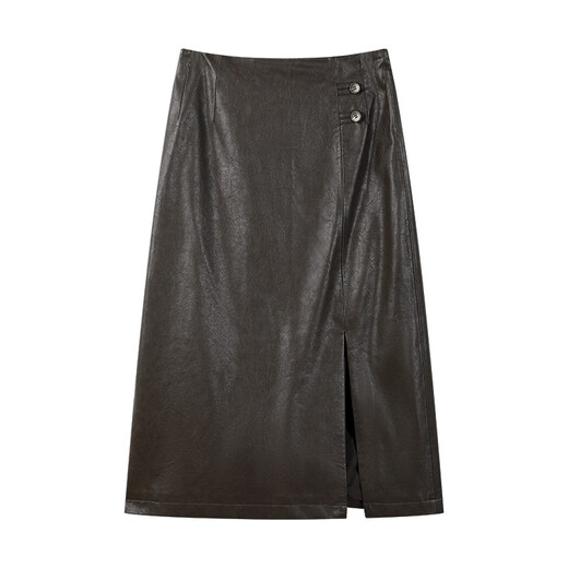 Der Meereslebensrock für Frauen OU Hai's Leben exquisite Rock für Frauen Frühling und Herbstleder Rock D12353 Kastanienfarbe xl xl xl