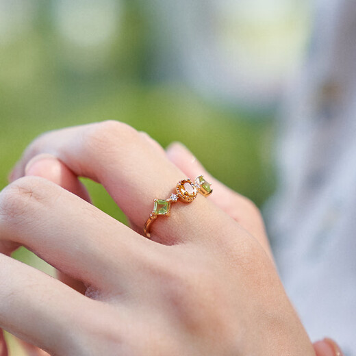 Tan Hai <Rape Flower> original design citrine ring silver gold-plated simple retro peridot open ring shipped within 48 hours one size fits all and the opening can be adjusted