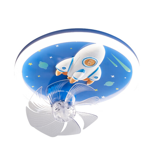 Menghu Kinderzimmer Fan Lichter Jungen und Mädchen Schlafzimmer Rocket Starry Himmel High Bright Eye Protection Smart Fernbedienung Sprach Deckenlampe 9194 Rocket Fan-offline Smart Voice