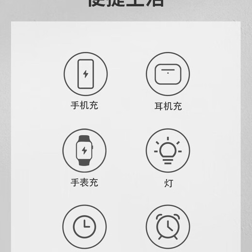 诺启鑫无线充电器适用智能手机苹果iPhone耳机通用万能桌面新款夜灯时钟台灯卧室氛围灯摆件婚礼生日礼物 白/含20W快充头6合1无线充电器多功能