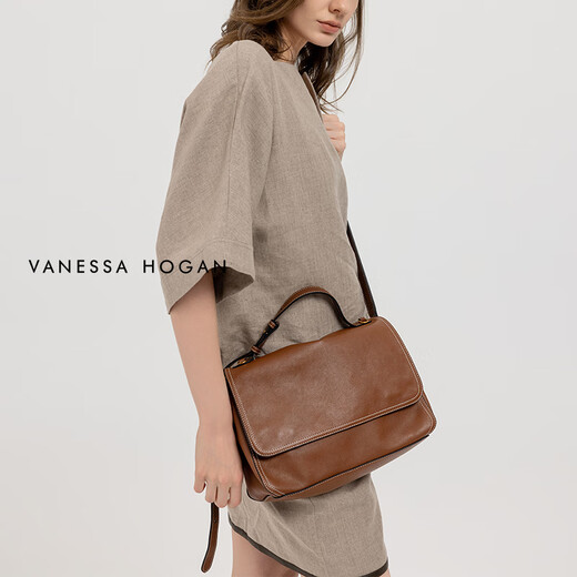 Vanessa Hogan [High-End-Neuprodukt] VH Damenbeutel Zhixing Aktentasche mittelgroße helle luxuriöse Gemüse gebräuntes Leder mit großer Kapazitätsumbeutel Kakao Rotbraun (mit exquisiter Geschenkbox)